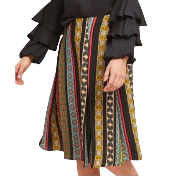 Anthropologie S Womens Eri Ali Scarf Print Midi Skirt A-Line Multicolor Boho - Picture 1 of 9